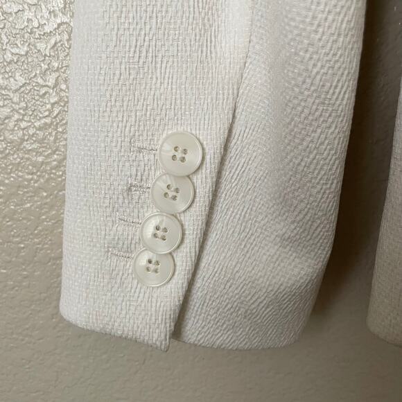 Reiss Blazer Womens Size 10 Cream Textured Knit Quiet Luxury Minimaist Preppy - Picture 9 of 15